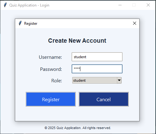 Registration Screen (Student)