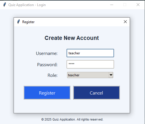 Registration Screen (Teacher)