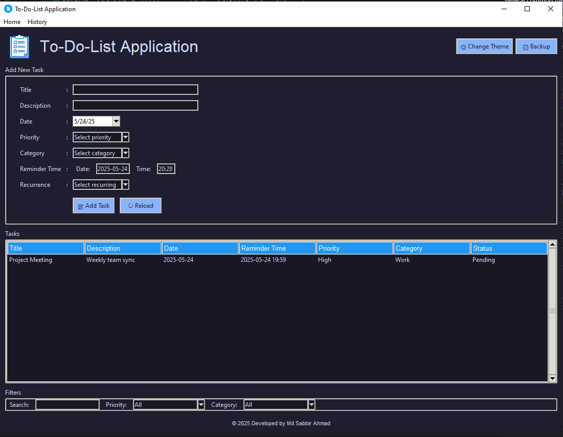 Main Application Window (Dark Theme)