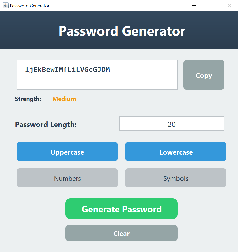 Main Generator Interface
