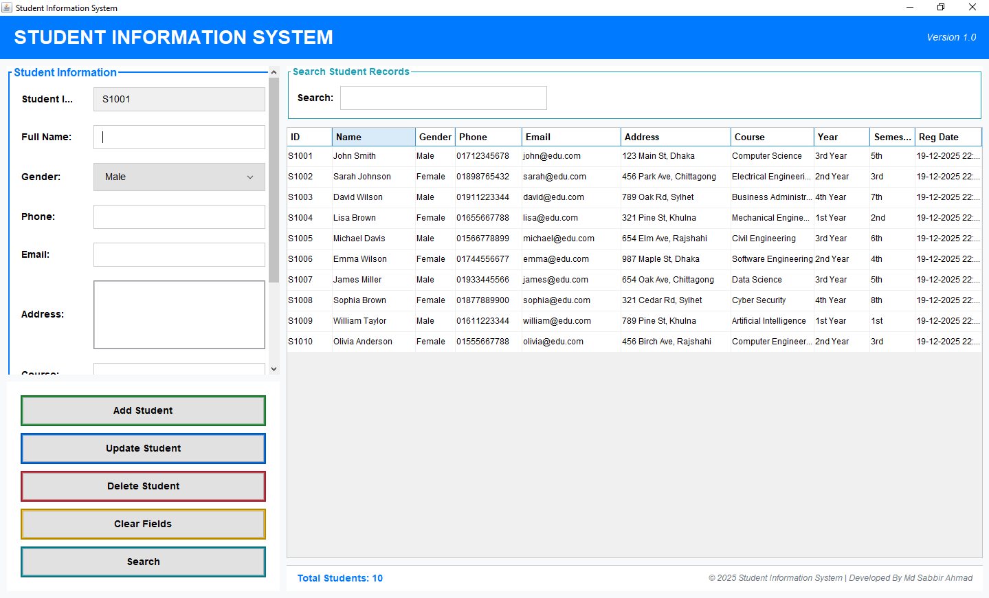 Dashboard Interface